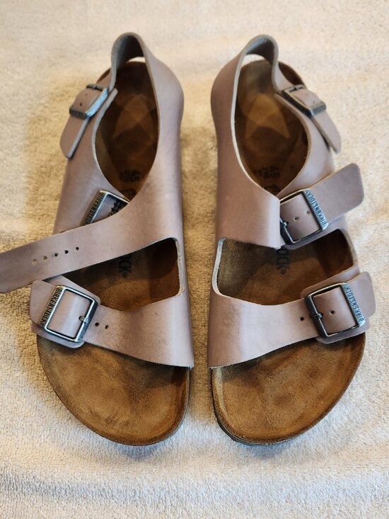 Birkenstock Men\'s Milano Stone Coin Leather EU 45 Regular Width